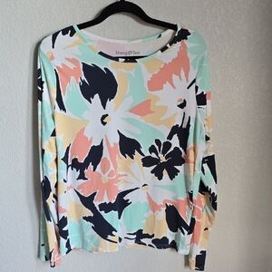 Hang Ten Women's Floral Long Sleeve Blouse - Black, Mint, Peach